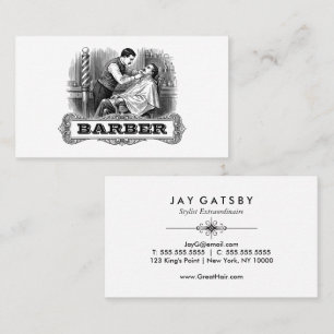 Vintage Barber Shop Retro Black & White Business Card