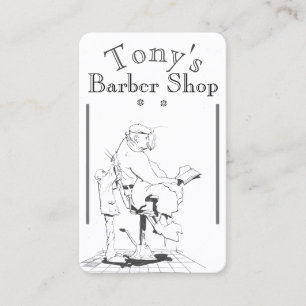 Vintage Barber Shop Scene on a Business Card