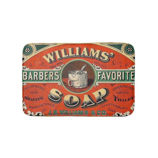 Vintage Barber Soap Small Bath Mat (Front)