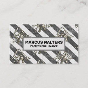 Vintage Barber Tools Stripes Appointment Card