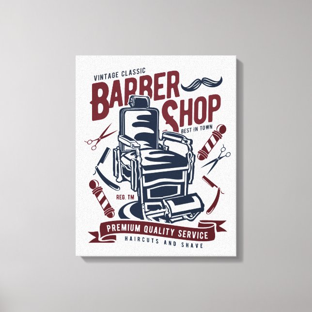 Vintage Barbershop Chair Logo Canvas Print (Front)