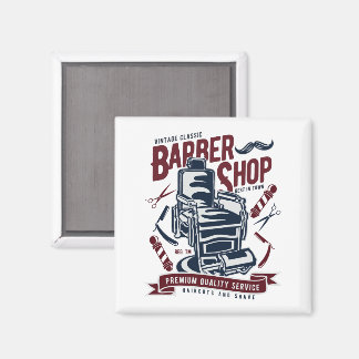 Vintage Barbershop Chair Logo Magnet
