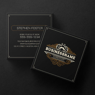 Vintage Barbershop Hair Cut Shaving Hair Stylist Square Business Card