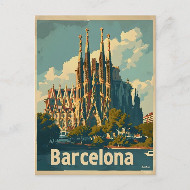 Vintage Barcelona Sagrada Familia Postcard (Front)