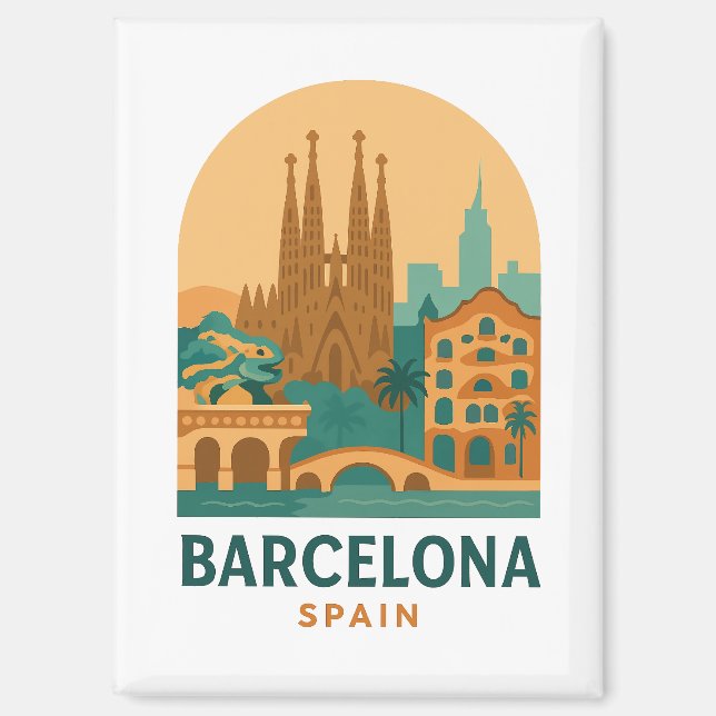 Vintage Barcelona Spain Travel Sagrada Familia  Magnet (Front)