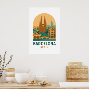 Vintage Barcelona Spain Travel – Sagrada Familia Poster