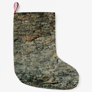 Vintage bark wood backgroundabstract, graphic deco small christmas stocking