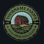 Vintage Barn ADD NAME Country Farm Crops Farmer Dartboard<br><div class="desc">Personalised Vintage Farm Big Red Barn Farmer Family Farm - Rolling Hills,  Harvest Fields  - Customise with your Name or Custom Text!</div>