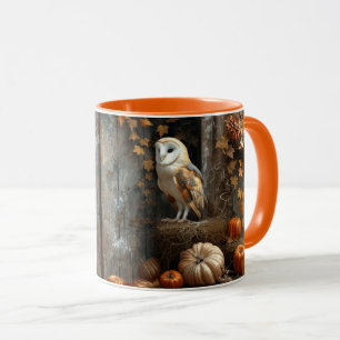 Vintage Barn Owl and Barn Wood Autumn Mug