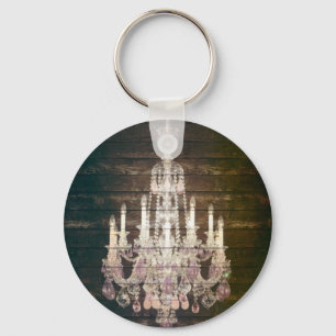 Vintage Barn Wood Chandelier Wedding favour Key Ring