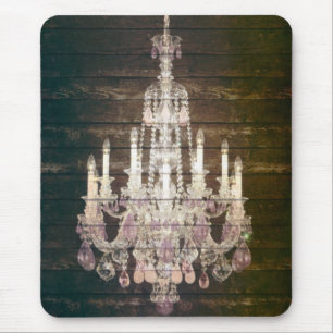 Vintage Barn Wood Chandelier Wedding Mouse Pad