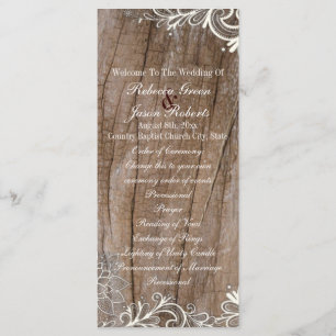 vintage barn wood  lace country wedding programs programme