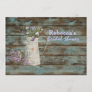 vintage barn wood lavender wedding bridal shower invitation