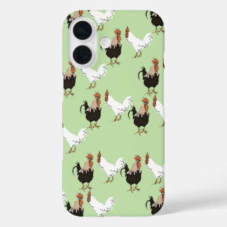 Vintage Barnyard Chickens Pattern on Green  iPhone 16 Case