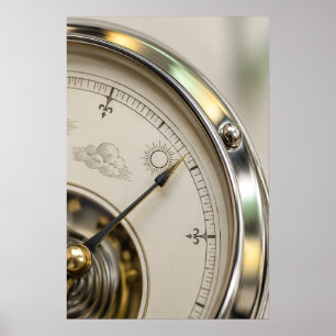 Vintage Barometer Dial Macro Photography Poster