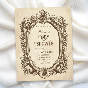 Vintage baroque antique ornate baby shower invitation