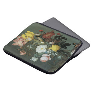 Vintage Baroque, Bouquet of Flowers in Glass Vase Laptop Sleeve