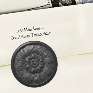 Vintage Baroque Carved Wood Black Classic Round Sticker