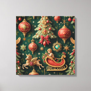 Vintage Baroque Christmas Stretched Canvas Print