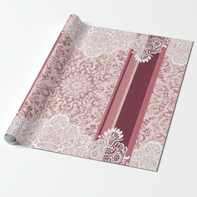 Vintage Baroque Damask Wrapping Paper (Unrolled)