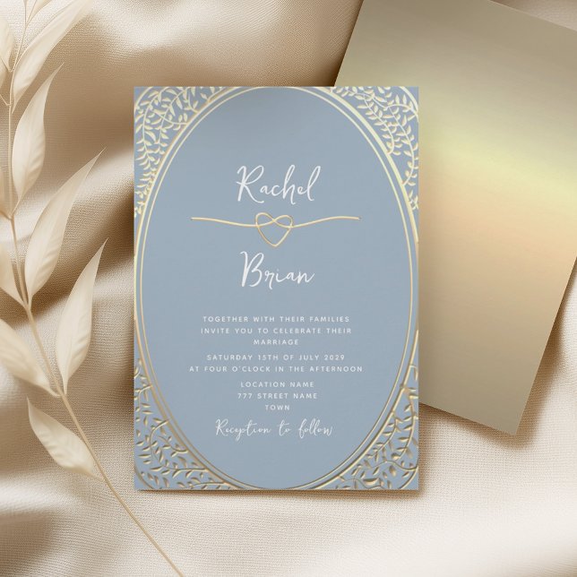 Vintage Baroque Dusty Blue Gold Wedding Invitation (Creator Uploaded)