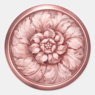 Vintage Baroque Embossed Look Mauve Pink Classic Round Sticker