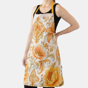 Vintage Baroque Floral Pattern – Warm Orange /Gold Apron
