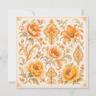 Vintage Baroque Floral Pattern – Warm Orange /Gold Card