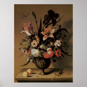 Vintage Baroque, Floral Still Life Flowers in Vase Poster