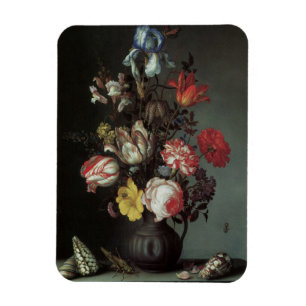 Vintage Baroque Flowers by Balthasar van der Ast Magnet