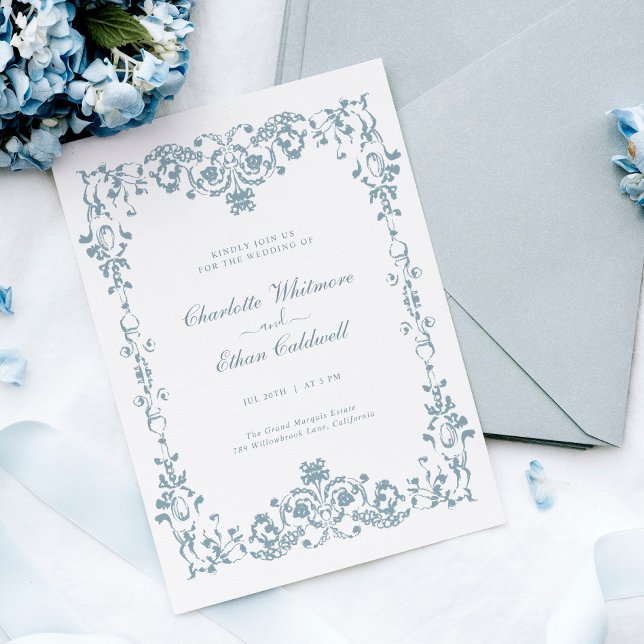 Vintage Baroque Frame Elegant Wedding Invitation (Creator Uploaded)