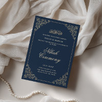 Vintage Baroque Frame Navy Blue Nikah Ceremony