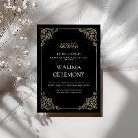 Vintage Baroque Gold Script Black Walima Ceremony