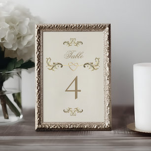 Vintage Baroque Gold Wedding Table Number