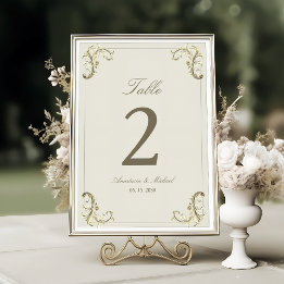 Vintage Baroque Gold Wedding Table Number