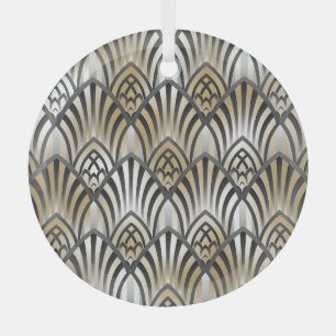 Vintage Baroque: Ornamental Seamless Pattern Glass Tree Decoration