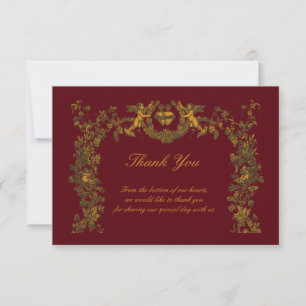 Vintage Baroque Rococo Border with Hearts Thank You Card