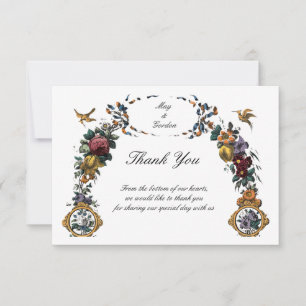 Vintage Baroque Rococo Floral Cartouche Thank You Card