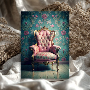 Vintage baroque shabby chic pink armchair roses tissue paper