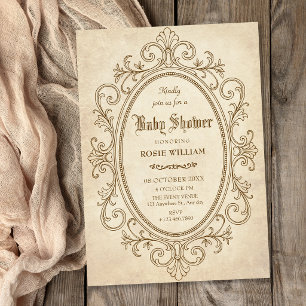 Vintage baroque victorian baby shower invitation