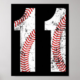 Vintage Baseball 11 Jersey Number Tank Top  Poster