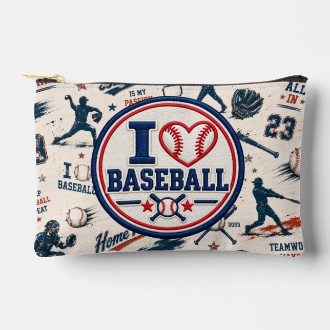 Vintage Baseball Accessory Pouch | Baseball Lover  (Front)