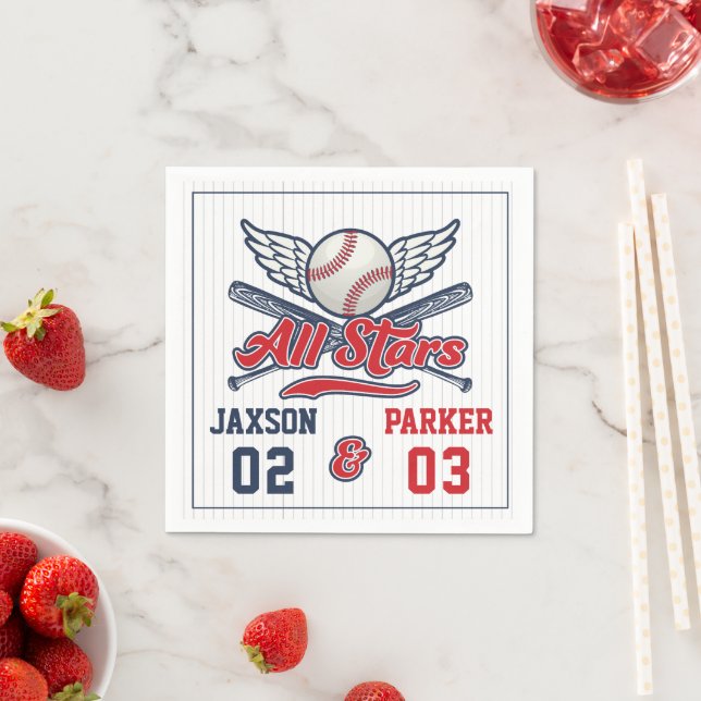 Vintage Baseball All Star Joint Birthday Napkin (Insitu)