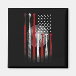 Vintage Baseball American Flag  Magnet