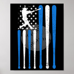 Vintage Baseball American Us Flag Baseball Spirits Poster