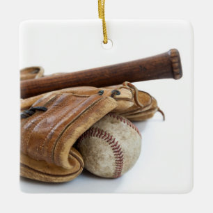 Vintage Baseball and Bat Ceramic Tree Decoration
