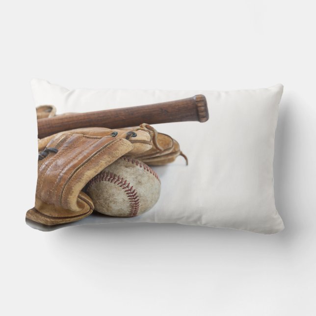 Vintage Baseball and Bat Lumbar Cushion (Front)