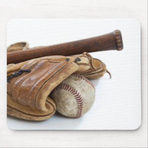 Vintage Baseball and Bat Mouse Pad