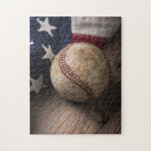 VIntage Baseball and Flag Jigsaw Puzzle