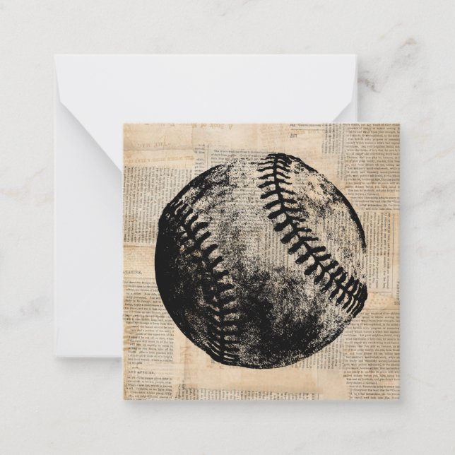 Vintage Baseball Art Illustration Newspaper Style Card (Front)